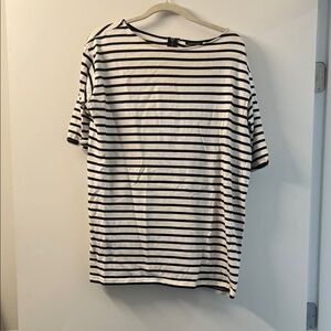 Topshop Black and White Striped Tunic Top
